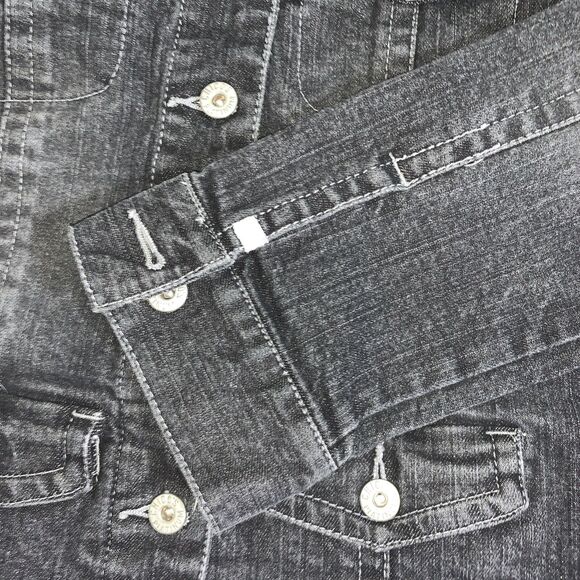 Chico’s Platinum Women's 0 Jacket X-Small 4 Trucker Black Denim - Picture 6 of 7